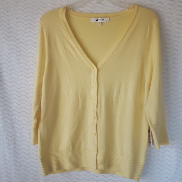 Ye Mak Sweaters - Plus size pastel yellow cardigan